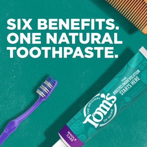 Tom's of Maine Whole Care with Fluoride Spearmint Natural Toothpaste Perspective: back