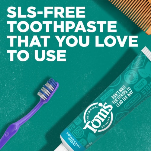Tom's of Maine Natural Fluoride-Free SLS-Free Botanically Bright Toothpaste Peppermint Perspective: back