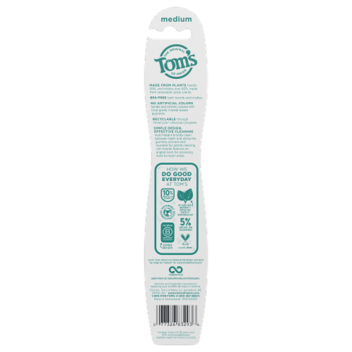 Tom's of Maine Naturally Clean Toothbrush Medium Perspective: back