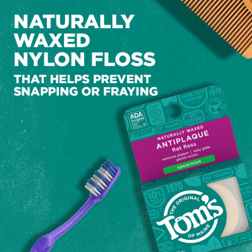 Tom's of Maine Naturally Waxed Antiplaque Flat Dental Floss Spearmint Perspective: back