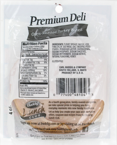 Buddig Oven Roasted Turkey Lunch Meat Perspective: back