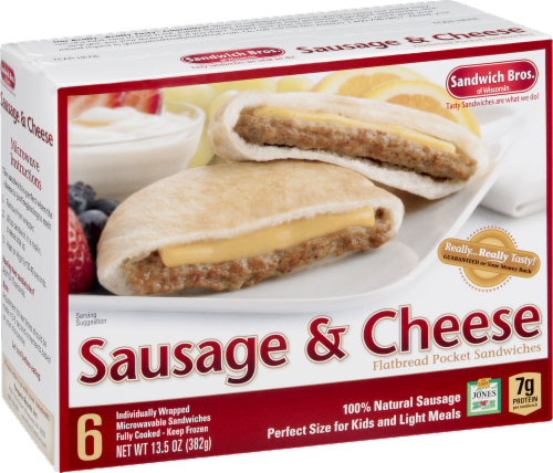 Sandwich Bros. Sausage & Cheese Flatbread Frozen Breakfast Pocket Sandwiches Perspective: back