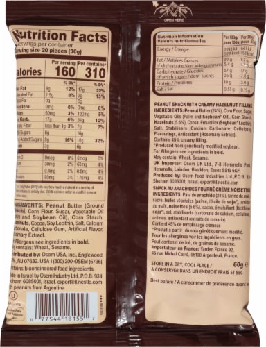 Osem® Bamba® Peanut Snack with Hazelnut Cream Filling Perspective: back