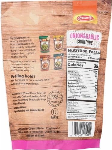 Osem Onion & Garlic Mediterranean Croutons Perspective: back