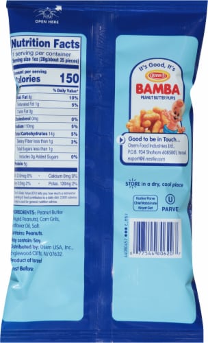 Osem® Bamba® Gluten Free Peanut Butter Puffs Snack Perspective: back