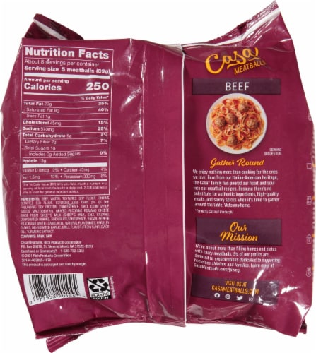 Casa Frozen Meatballs All Beef Frozen Meatballs With Romano Cheese Perspective: back