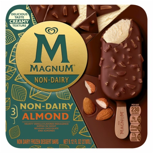 Magnum Vegan Frozen Dessert with Non-Dairy Belgian Chocolate Almond Ice Cream Bar Perspective: back