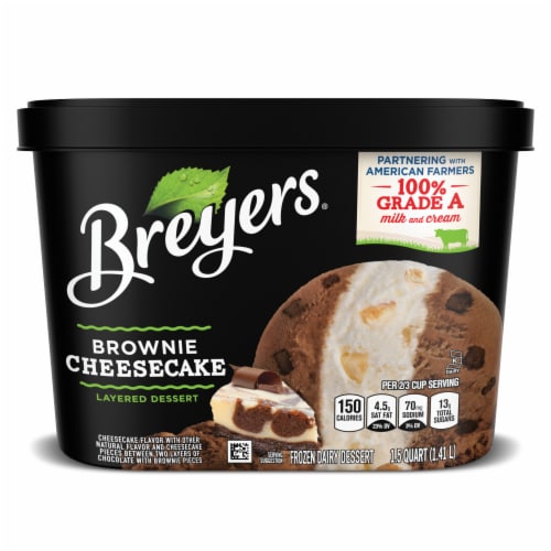 Breyers Layered Dessert Brownie Cheesecake Frozen Dairy Dessert Perspective: back