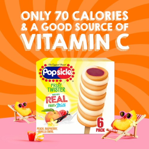Popsicle Fruit Twister Peach Raspberry Vanilla Swirl Fruit & Milk Ice Pops Perspective: back