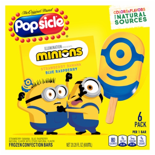 Popsicle Minions Ice Pops Strawberry Banana and Blue Raspberry Frozen Bars Perspective: back