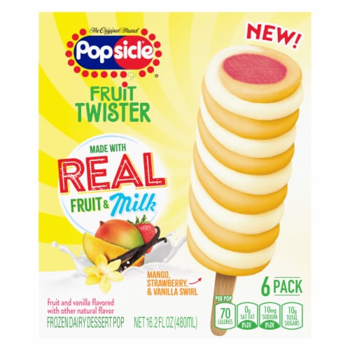 Popsicle Fruit Twister Mango Strawberry Vanilla Swirl with Real Fruit & Milk Ice Cream Pops Perspective: back