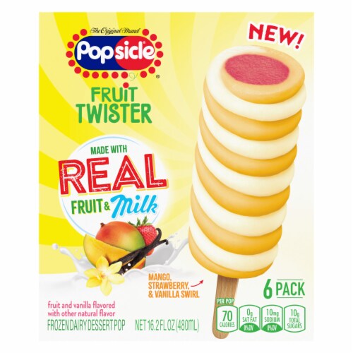 Popsicle Fruit Twister Mango Strawberry Vanilla Swirl with Real Fruit & Milk Ice Cream Pops Perspective: back