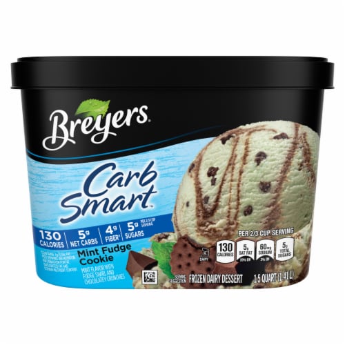 Breyers CarbSmart Mint Fudge Cookie Frozen Dairy Dessert Perspective: back