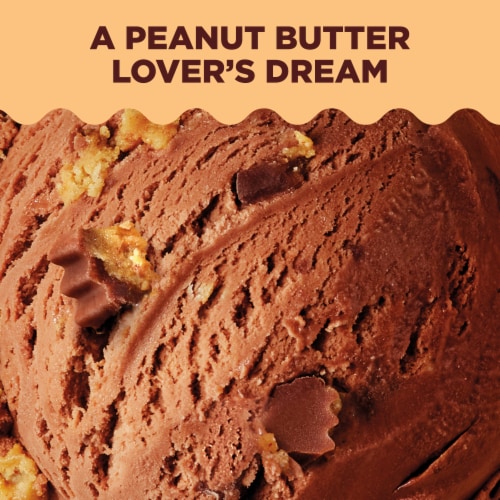 Reese's with Reese's Peanut Butter Cups and Peanut Butter Swirl Chocolate Frozen Dairy Dessert Tub Perspective: back