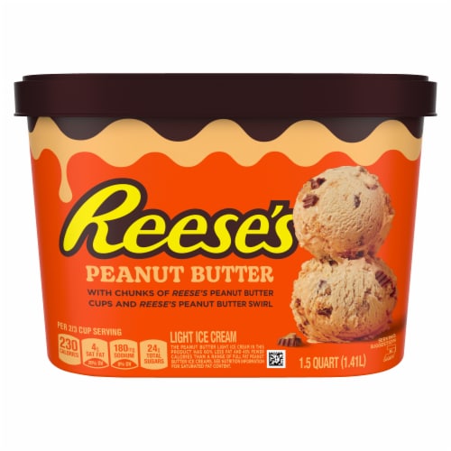 Breyers Peanut Butter Light Ice Cream with Reese's Peanut Butter Cups and Peanut Butter Swirl 48 oz Perspective: back