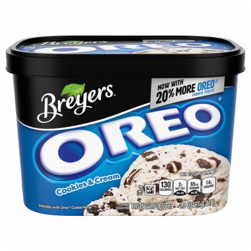 Breyers Cookies and Cream Frozen Dairy Dessert Tub Perspective: back