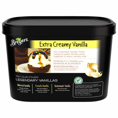Breyers Extra Creamy Vanilla Frozen Dairy Dessert Tub Perspective: back
