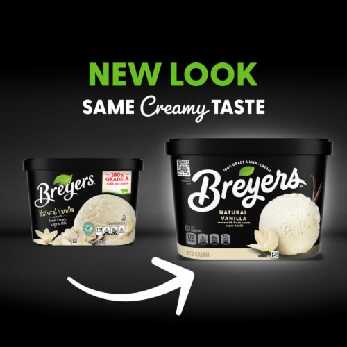 Breyers 100% Grade A Milk & Cream Sustainably-Farmed Vanilla Natural Vanilla Ice Cream Perspective: back