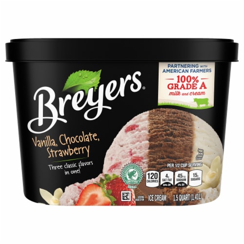 Breyers Vanilla Chocolate Strawberry Ice Cream Tub Perspective: back