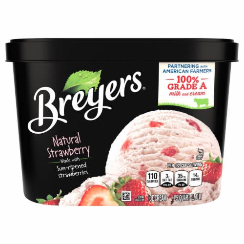 Breyers Natural Strawberry Ice Cream Tub Perspective: back