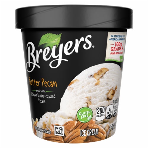 Breyers Butter Pecan with Rich Vanilla and Butter-Roasted Pecan Pieces Ice Cream Perspective: back