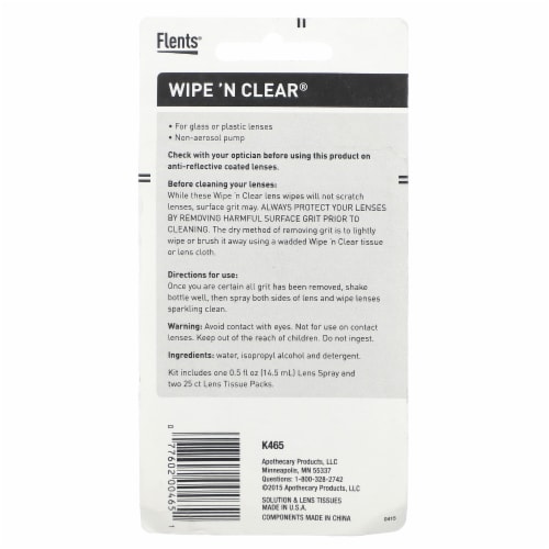 Flents® Wipe 'N Clear® Lens Cleaner Kit Perspective: back