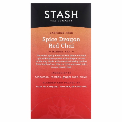 Stash Caffeine Free Spice Dragon Red Chai Herbal Tea Perspective: back