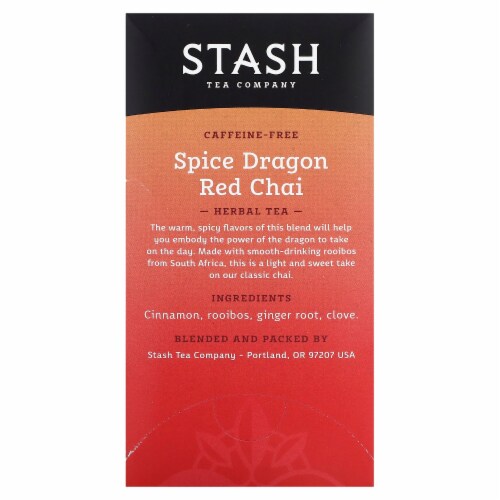 Stash Caffeine Free Spice Dragon Red Chai Herbal Tea Perspective: back
