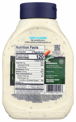 Litehouse™ Homestyle Ranch Dressing and Dip Family Size Squeeze Bottle Perspective: back