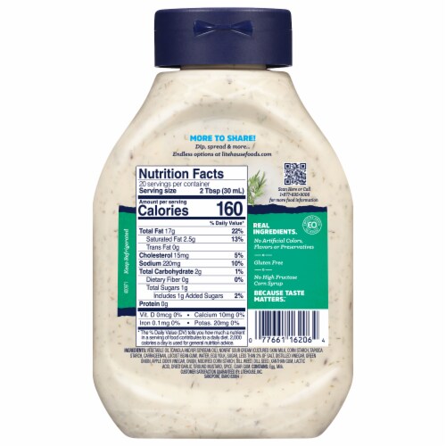 Litehouse Dill Ranch Dressing & Dip Family Size 20 fl oz Perspective: back