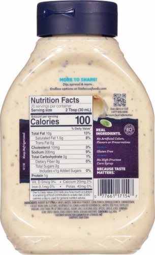 Litehouse Garlic Ranch Dressing & Dip Family Size 20 fl oz Perspective: back