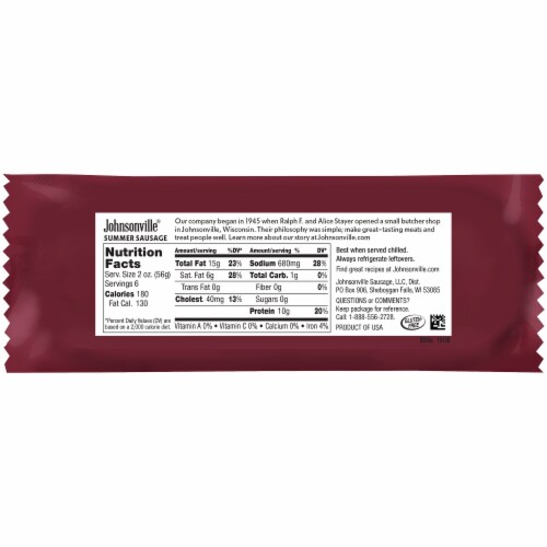 Johnsonville® Original Summer Sausage Perspective: back