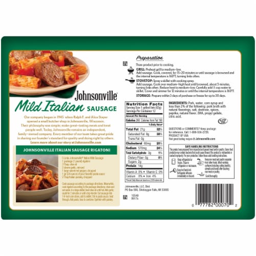 Johnsonville® Mild Italian Sausages Party Pack Perspective: back