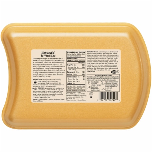 Johnsonville Buffalo Bleu Brats Perspective: back