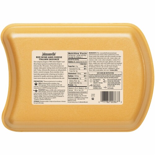 Johnsonville Red Wine & Cheese Italian Sausage Perspective: back