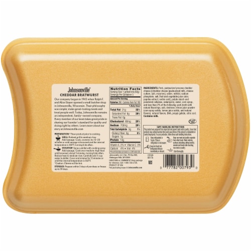Johnsonville® Brats Cheddar Bratwurst Perspective: back