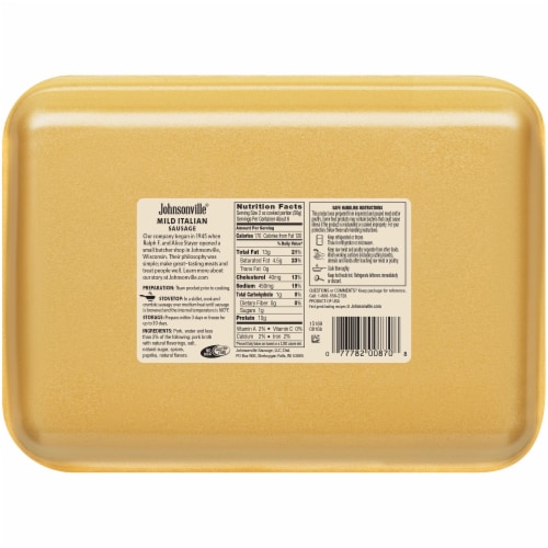Johnsonville Mild All Natural Italian Ground Sausage Perspective: back