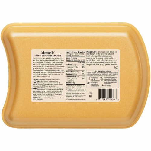 Johnsonville Hot & Spicy Bratwurst Perspective: back