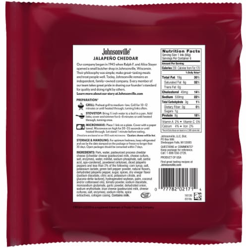 Johnsonville® Jalapeno Cheddar Smoked Sausages Perspective: back