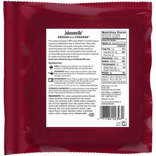 Johnsonville® Beddar with Cheddar Smoked Sausages Perspective: back