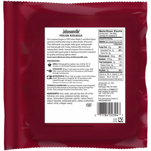 Johnsonville® Polish Kielbasa Sausage Links Perspective: back