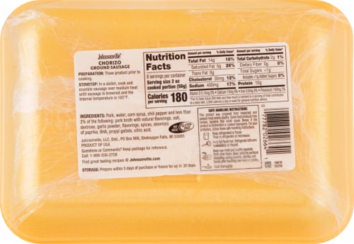 Johnsonville Ground Chorizo Sausage Perspective: back