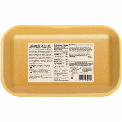 Johnsonville® Grillers Cheddar Cheese & Bacon Bratwurst Pork Sausage Patties Perspective: back