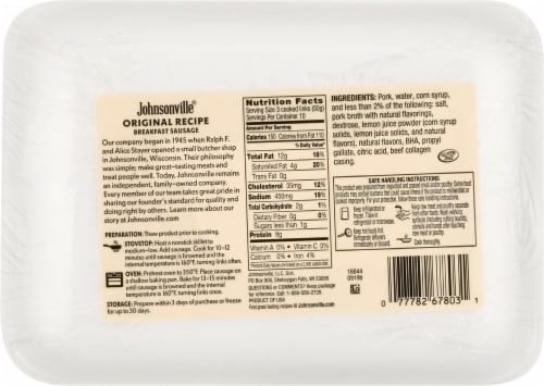 Johnsonville® Uncooked Original Breakfast Pork Sausage Links Perspective: back