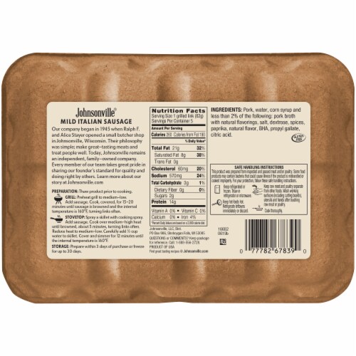 Johnsonville® Mild Italian Pork Sausage Links Perspective: back