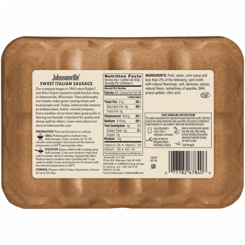 Johnsonville® Sweet Italian Pork Sausage Links Perspective: back