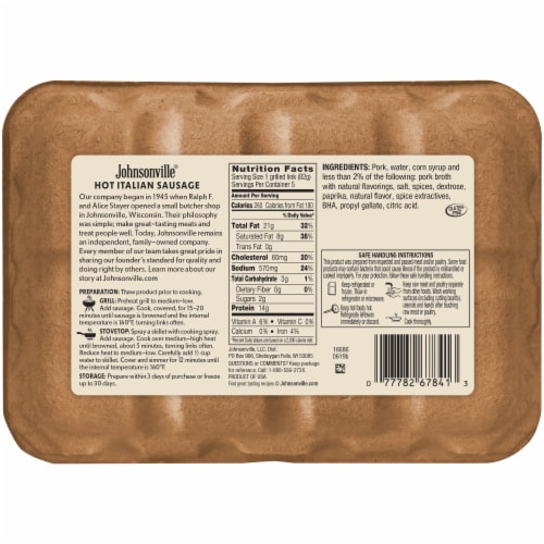Johnsonville® Hot Italian Pork Sausage Links Perspective: back