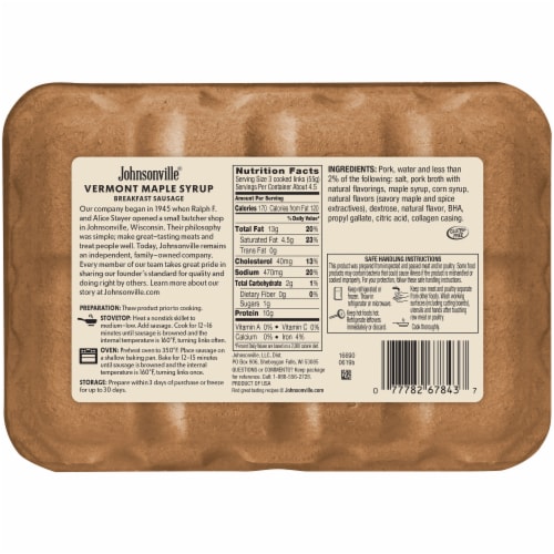 Johnsonville® Vermont Maple Syrup Breakfast Pork Sausage Links Perspective: back