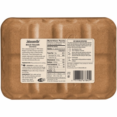 Johnsonville Mild Italian Ground Pork Bulk Sausage Perspective: back