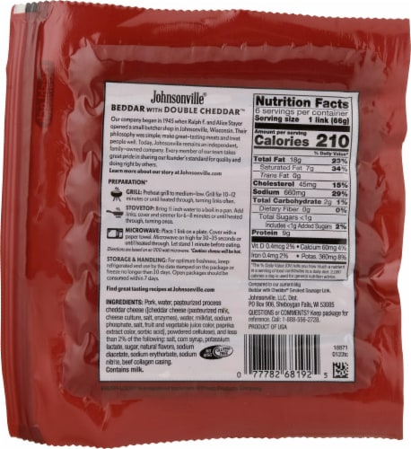 Johnsonville® Double Cheddar Smoked Pork Sausage Perspective: back